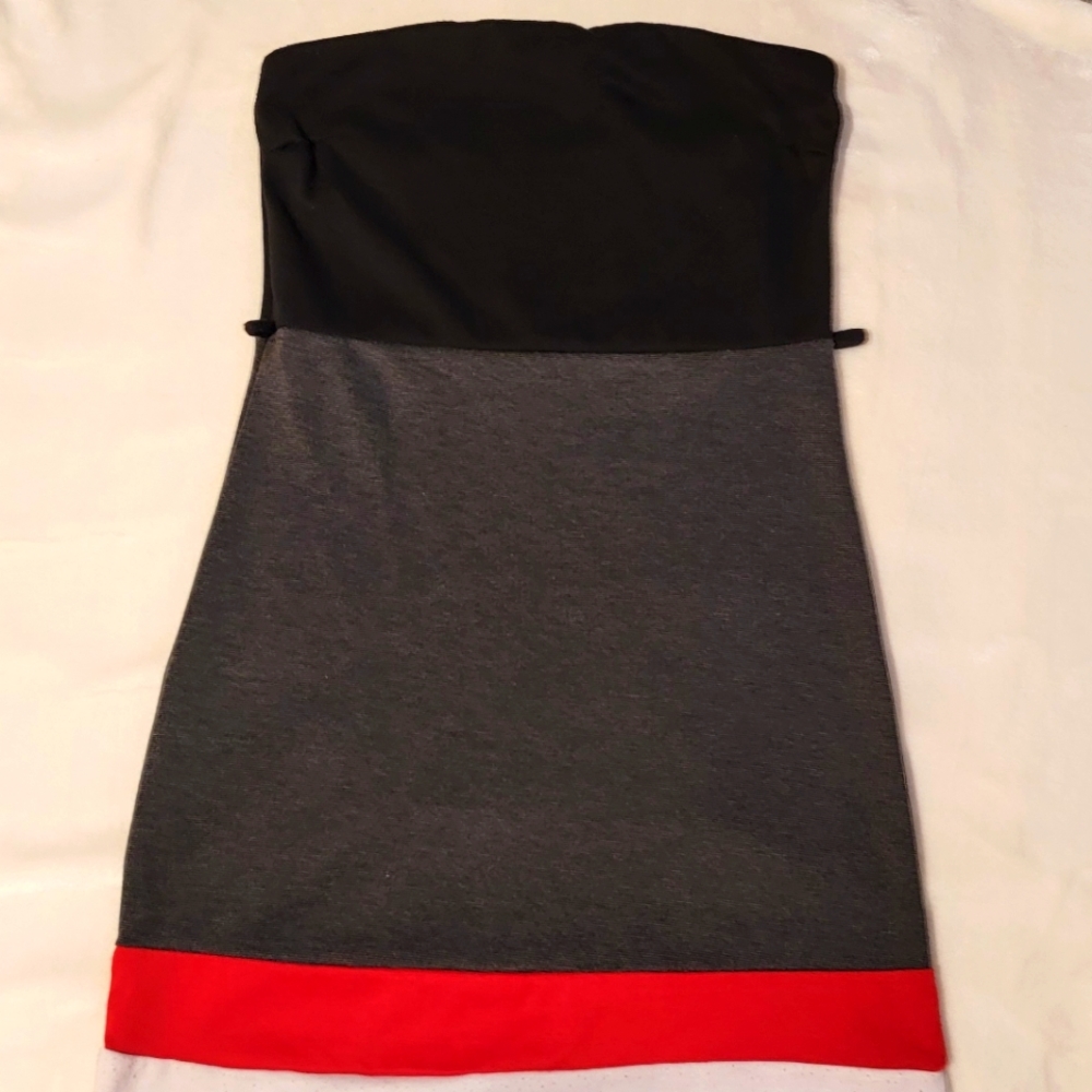 Black, Grey, Red Line Mini Dress